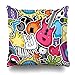 Produktbild Decorativepillows Kissenbezüge für Couch/Bett, 45,7 x 45,7 cm, Popmusik-Party, Kawaii-Musikinstrumente, Symbole, Zuhause, Sofa, Kissenbezug, Geschenk, Bett, Auto, Wohnung, Zuhause 16 x 16 Coor 1
