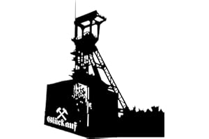 BLATTWERK-DESIGN Wandtattoo: Förderturm Bergbau; Tiefbauzeche; Zeche 'Holland'; Glück Auf // Farben- und Größenwahl (Schwarz - 700 mm x 600 mm)