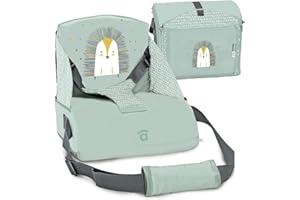 Asalvo Trona de Viaje para Bebés hasta 15 kg Plegable - Silla Portátil para Comer Bebé con Arnés de Seguridad + Máxima Estabilidad - Asiento Elevador Infantil con Bolsillo + Ideal para Viajes