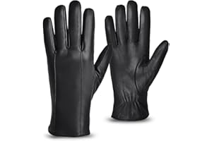 MGGMOKAY Guantes de Piel Touchscreen para Hombre con Forro de Cachemir Invierno Guantes de Cuero de Oveja