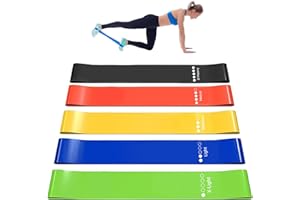 DEVANTIA Zestaw 5 elastycznych opasek treningowych do fitnessu z instrukcją i torbą przechowywania.