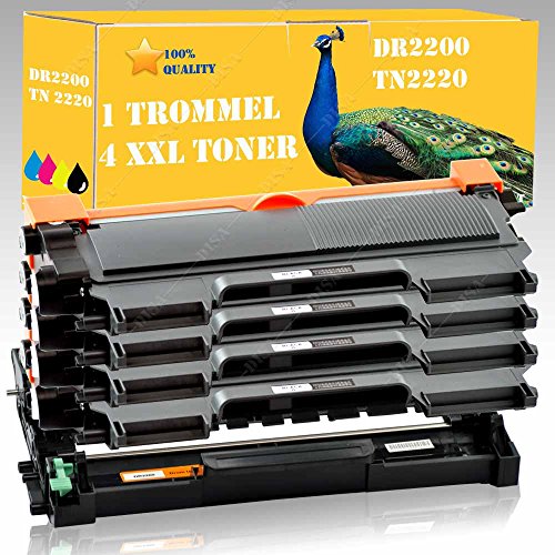 4x TONER TN2220 + TROMMEL DR2200 alternative für Brother MFC 7360 / MFC 7360N / MFC 7460