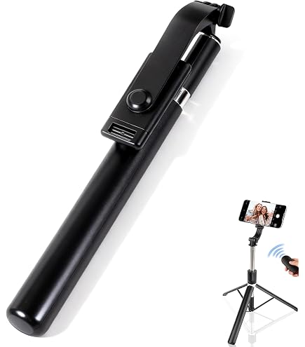 Selfie Stick 100cm Avec Trépied Et Bluetooth - Support Téléphone Rétractable Noir