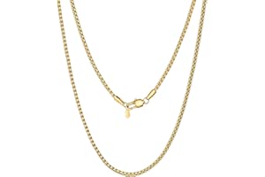 PROSTEEL Collar de Cadenas Venecianas Planas Acero Inoxidable para Mujeres Hombres, 4mm / 6mm Ancho, 41cm - 76cm Largo, Tono Platino/Dorado/Negro, Incluye Caja de Regalo