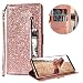Produktbild Reißverschluss Hülle für Galaxy S8 Plus,Gurt Glitzer Lederhülle für Galaxy S8 Plus,Moiky Stilvoll Luxus Rose Gold Strass Wallet Stoßdämpfende Schutzhüllen mit Ständer Magnetisch Handytasche
