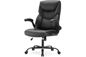 Sweetcrispy Home Office Chair, Recliner Chair, Desk Chair Leather Mesh Chair with Adjustable Armrests, Headrest and Retractable Footrest Swivel Rolling Chair, Black