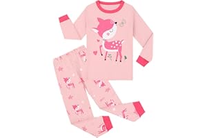 Pilipulu Mädchen Schlafanzüge Langarm Baumwolle Schlafanzug Kinder Pyjama Set Einhorn Nachtwäsche 3-12 Jahre 98 104 110 116 122 128 134 140 146 152