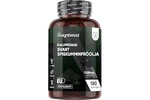 svartkumminfröolja Mjuka kapslar med - 1000 mg per mjukkapsel | Mjuka kapslar med svartkumminfröolja - 6 mån. förbrukning - kallpressad svartkumminolja - 180 veganska kapslar - WeightWorld