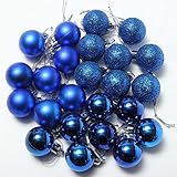 Bola de adorno - SODIAL(R) 24 piezas XMAS bolas brillas elegantes de adorno de decoracion de arbol chucherias de Navidad de color azul