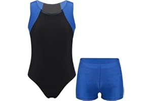 Nyeemya Jungen Turnanzug Ballettanzug Turntrikot Ballett Tanzbody Ärmellose Gymnastikbody + Shorts Wettkampf Tanzbekleidung