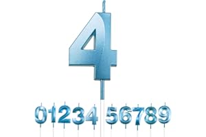 WOIRROIP Geburtstagskerzen Zahlen 4,Blau Geburtstagskerzen,Kerzen Geburtstag Zahl 4 Kuchen Tortendeko Geburtstag Kuchendeko, Geburtstagskerzen für Geburtstagsdeko，Kerze Nummer 4