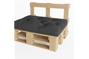 ‎CHILLY PILLEY chilly pilley® Palettenauflage UV Wasserabweisend Leinenoptik Schaumflocken Palettenkissen auf Palettensofa Palettenpolster auf Palettenmöbel Rückenlehne Sitzkissen (Sitzkissen 120 x 80)