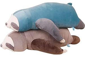 FUNTHY Kawaii Peluche Perezoso, Abrazo Cojín Perezoso, Almohada de Felpa, Animales Juguetes Suave Realista, Almohada Abrazar Dormir para Mujer Niños, Regalo de Cumpleaños & San Valentín - 80CM - Gris