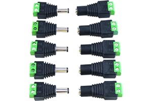 Dtmeng 10 Stück 5,5 mm x 2,1 mm Männlich und Weiblich DC-Stecker Buchse Netzadapter für CCTV-Kamera, LED-Leiste leuchtet Adapter Plug Jack Adapter Connector (5 x DC Buchse, 5 x DC Stecker)