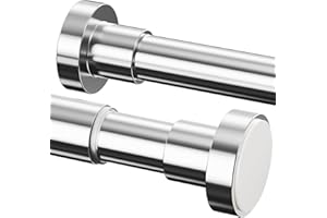 GDEVKHN 1 asta doccia regolabile senza fori, asta telescopica per tenda da doccia (72-175 cm, φ25 mm, argento chiaro)