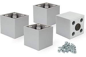 F!XBL Nóżki meblowe nogi meblowe 5 cm wysokości z filcowymi podkładkami model Cuba nóżki meblowe szare prostokątne zestaw 4 sztuk