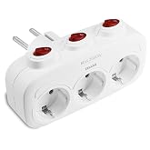 Zelkan Ladron Socket with 3 Outlets in Horizontal &ndash; Power Strips with 3 Switches &ndash; Power Strip with Multiple Plug for Wall wi