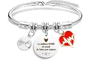 BOMEON Cadeau Fete Des Meres, Cadeau Mamie, Bracelet Mamie, Cadeau Grand Mere, Cadeau Pour Mamie, Idee Cadeau Mamie, Cadeau Personnalisé Mamie, Cadeau Mamie Original, Cadeau Noel Mamie