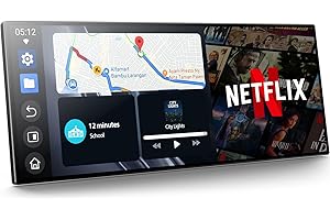 LAMTTO Carplay Écran avec Netflix Youtube, 10.25 Pouces sans Fil A-pple CarPlay & Android Auto Display avec Caméra de Recul Ecran Divisé Navigation Double Bluetooth FM Mirror Link iOS 10+ Android 11+