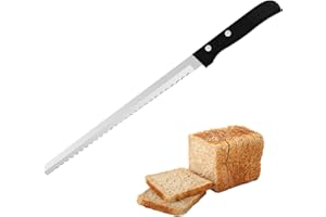 CHSTARINA Cuchillo Panero, Cuchillo para Pan 38 cm, Cuchillo de Sierra Pan, Cuchillo Panero Profesional con Mango Negro Ergonómico, Cuchillo Pan Acero Inoxidable para Cortar Pan, Bagels, Pasteles, Alimentos