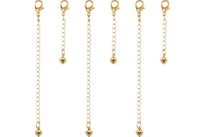 Ymapinc 6 Stück Herz Ketten Verlängerung Gold Kettenverlängerung Gold Chain Extension Verstellbare Kettenverlängerung 2 Größen (5/9,5 cm)