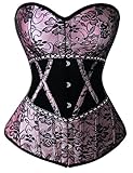 Kimring Women's Elegance Lace Floral Coverly Satin Velvet Body Shaper Strapless corsé Purple Medium