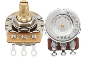 IKN FLEOR Potenziometri di controllo con albero corto in ottone B500K Potenziometri conici lineari 24 scanalature albero diviso D3/8" per tono di controllo del volume chitarra elettrica, confezione da 2