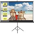 YXS 100inch Projection Tripod Screens with Stand,16:9 8K/4K Ultra HD 3D Ready,Outdoor & Indoor Projector Screen for Backyard Cinema Trave Home,Party, Office, Classroom,...(221x124cms)