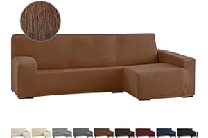 GFD - Funda de Sofá Chaise Long, Funda Protectora de Sofá Chaise Longue L de Tela Elástica Ajustable, Resistente Perros Gatos Mascotas (Chocolate, Derecha)