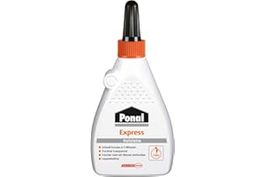 Ponal Express Wood Glue Colla per Legno ad Asciugatura Rapida per Incollaggi Versatili e Lavori Artigianali, Impermeabile, in Pratico Flacone da 120 g, Trasparente