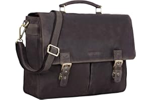 STILORD 'Georg' Maletín o Bolso de Negocios Oficina o Profesor de Cuero Vintage Bolsa de Mensajero o Bandolera para portátil de 15.6' de auténtica Piel