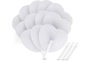 ABSOFINE 24 szt. wachlarzy na wesele, wachlarze papierowe w kształcie serca, białe, składane, na wesele, imprezę, do torebki