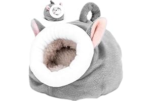 Ryaupy 1 Stück Hamster Baumwollnest, Klein Kleintierbett, Kuschelhöhle, Hamster-Winter-Wärme-Baumwollnest, Überwinterungsschlafsäcke, Meerschweinchen Höhle Waschbar für Hamster, Chinchilla (Grau)