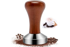 HEIGUDAN 51mm Solid Aluminum Coffee Tamper, Wooden Handle Espresso Press Tamper for Coffee Grounds, Barista Machines Accessory