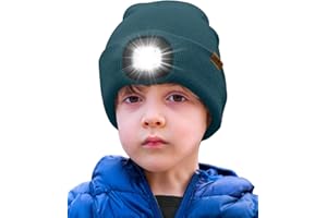 ATNKE Bambini LED Cappello con Luce, USB Ricaricabile 4 LED Luce Cappello da Corsa Invernale Torcia Testa Mani Libere Calda Berretto Lavorato Maglia Regali per Ragazzi e Ragazze