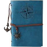 MALEDEN Vintage refillable notebook, premium PU-Leather classic embossed Travel Journal daily blank page and retro arm