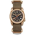 BODERRY Men's Watch Bronze Automatic Field Watch 40mm Military Watch Date Function 100M Waterproof with Genuine Leather Strap Japanese Mechanical Movement & Screw Down Crown—Voyager