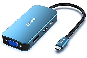 BENFEI Adaptateur USB C vers HDMI VGA DisplayPort, USB Type-C vers HDMI VGA DisplayPort MST Compatible avec MacBook Pro/Air, iPhone 15 Plus Pro Max, Surface Book 2, Dell XPS 13/15 et Plus Encore