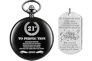 Tiong Inspirational Pocket Watch with Chain for 13/16/18/21/30/40/50/60 Birthday Gifts Birthday Keepsake Presents with Gift Box