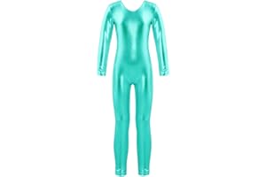 CHICTRY Body da Ginnastica Artistica Bambina Metallico Jumpsuit Body da Balletto Vestito Danza Classica Bodysuit a Manica Lunga Ballerina Tuta Sportiva Pagliaccetto Tutine