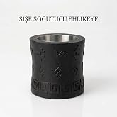 Mottopi Ehlikeyf Termojelli Şişe Soğutucu, Kilim Desenli Siyah,Şarap Rakı Viski