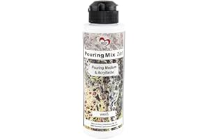 ideen mit herz Pouring Mix 2en1 | Medium de lissage et peinture acrylique | médium de coulage déjà intégré dans la Peinture, Aucun mélange requis | 180 ml (blanc)