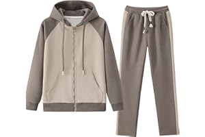 amropi Femme Survêtement doublée de Fourrure Ensemble Veste Sweat à Capuche Jogging Pantalon Tenue de Sport