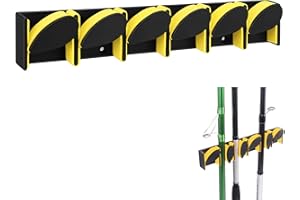 Fabaoday Angelrutenhalter zur Wandmontage, vertikaler Angelrutenhalter,Angelrutenhalter für bis zu 6 Ruten oder Combos, Angelrutenhalter zur Aufbewahrung, Passend für die meisten Ruten