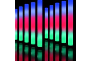 OLUPP Glow Sticks Bulk, 10 Pcs LED Foam Sticks with 3 Modes Colorful Flashing, Glow in the Dark Party Supplies for Wedding, Raves, Concert, Party, Camping