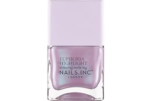 Nails Inc Euphoria Highlight, That Euphoria Life, Lilac Shimmer, No Chip, Long Lasting, Quick Dry, Air Dry, Professional Manicures & Pedicures, Fingernails & Toenails, Vegan Nail Polish, 14 ML