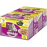 Whiskas Katzenfutter Nassfutter Beutel 1 plus Jahre Adult Geflügelauswahl in Gelee, 2040 g