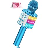 Avaxtt Karaoke Microphone for Kids, Kids Microphone with Vocal Effects and LED Lights, Girls and Boys Ages 3-15, Parties and