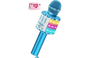 Avaxtt Microfono Karaoke per Bambini, Microfono Bluetooth Altoparlante, Regalo di compleanno per Bambina 3-12 Anni, Karaoke Wireless Giocattolo con Cambio Voce, Ideale per Feste e Giochi Musicali