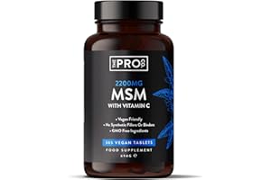 MSM Tablets 2200mg - 365 Vegan Tablets - for Improved Bone & Joint Health - MSM Supplement with 80g Vitamin C - for Normal Collagen Formation of Hair, Skin & Nails - Made in The UK by The Pro Co.